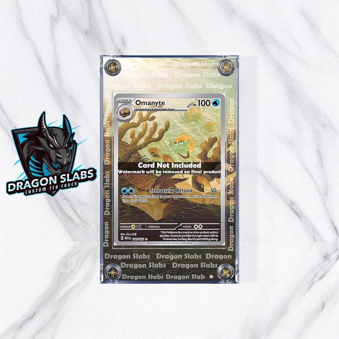 Pokemon 151 Omanyte 180/165 Custom Display Extended Artwork Case