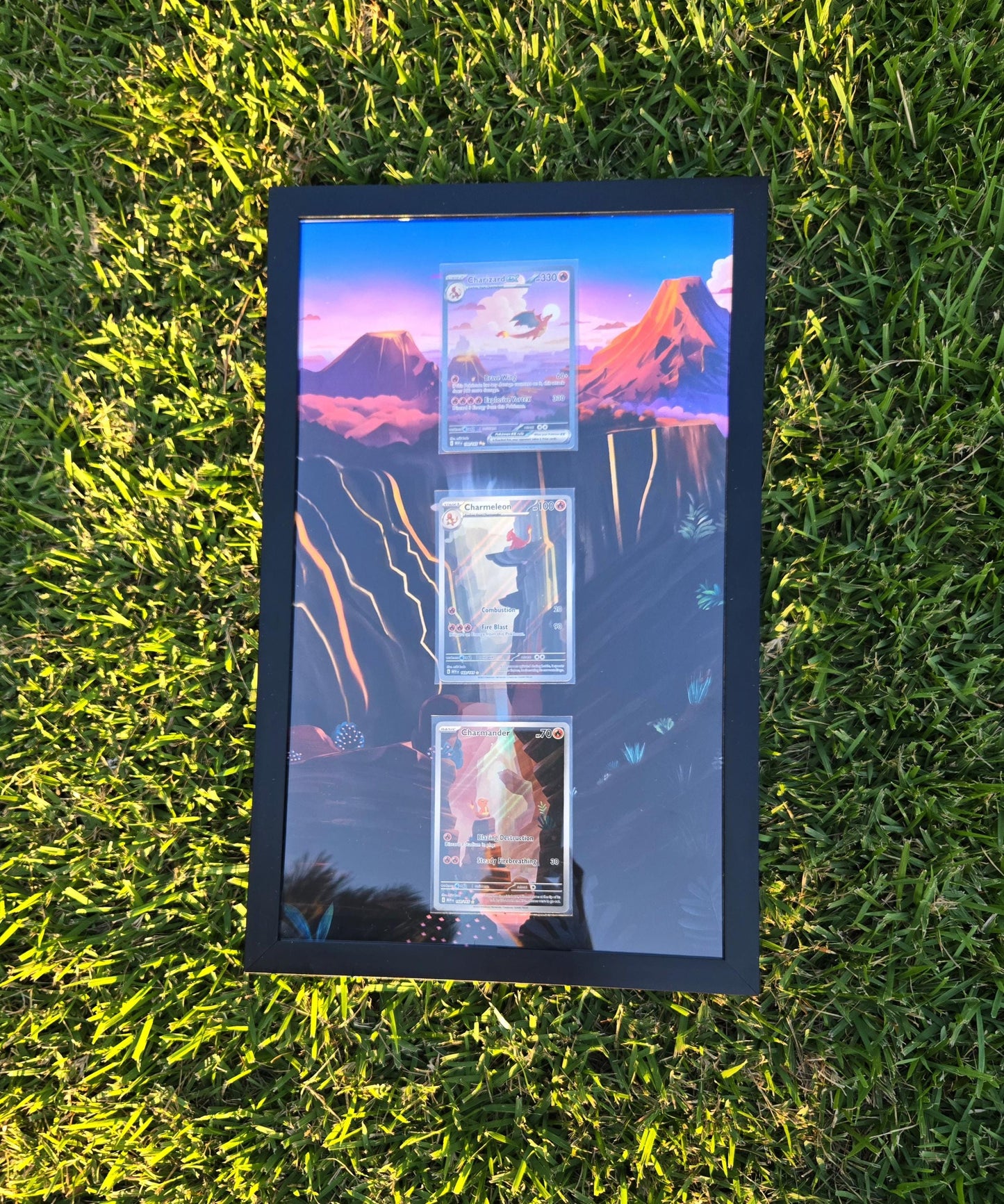 Pokemon 151 Charizard EX Charmeleon Charmander 8.5 x 14" Display Frame Extended Artwork