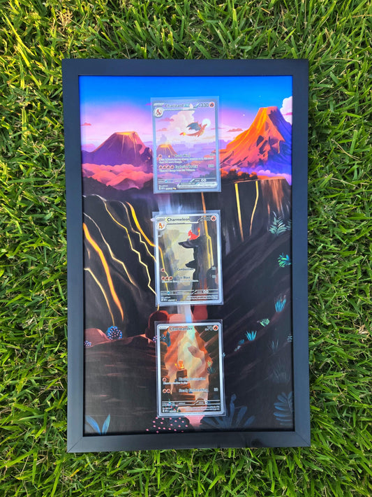 Pokemon 151 Charizard EX Charmeleon Charmander 8.5 x 14" Display Frame Extended Artwork