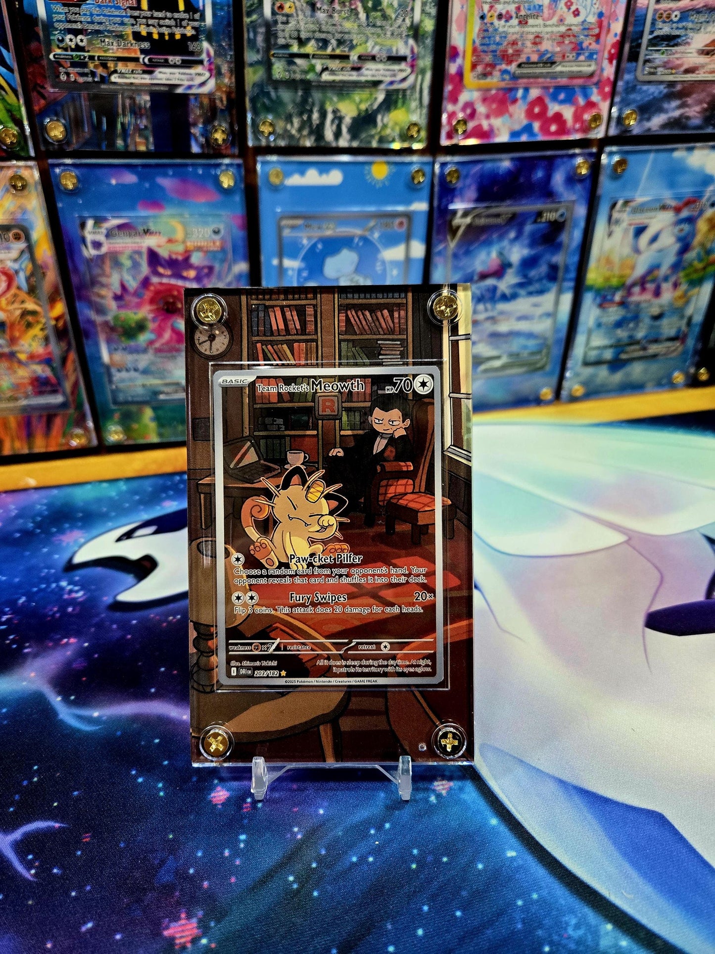 Pokemon Team Rocket’s Meowth 203/182 Destined Rival Extended Art Case