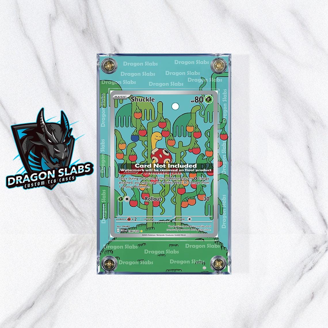 Pokemon Shuckle 136/132 Mega Evolution Card Custom Extended Artwork Case