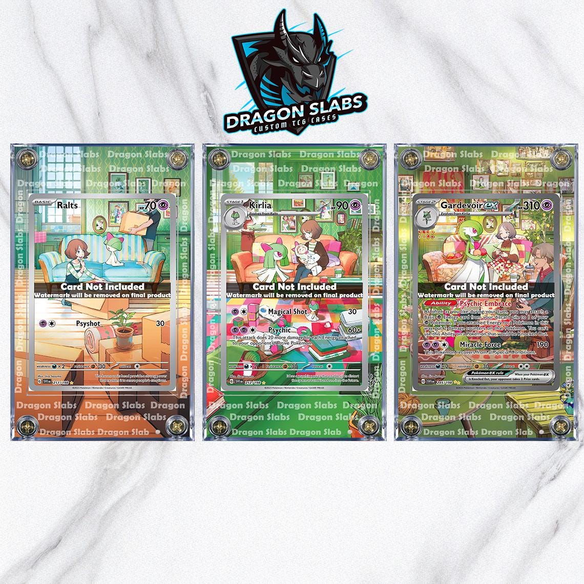 X3 Pokemon Gardevoir Ex 233/091, Ralts 211, Kirlia 212 Custom Extended Artwork Cases Scarlett Violet Base