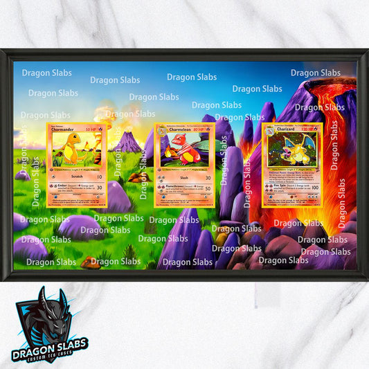 Pokemon Charmander Charmeleon Charizard Base Set 8.5 x 14" Display Frame