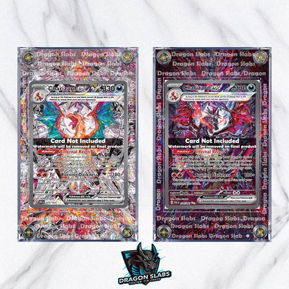 x2 Pokemon Charizard EX 234 Paldean Fates & 223 Obsidian Flames Custom Display Case Slabs Extended Artworks