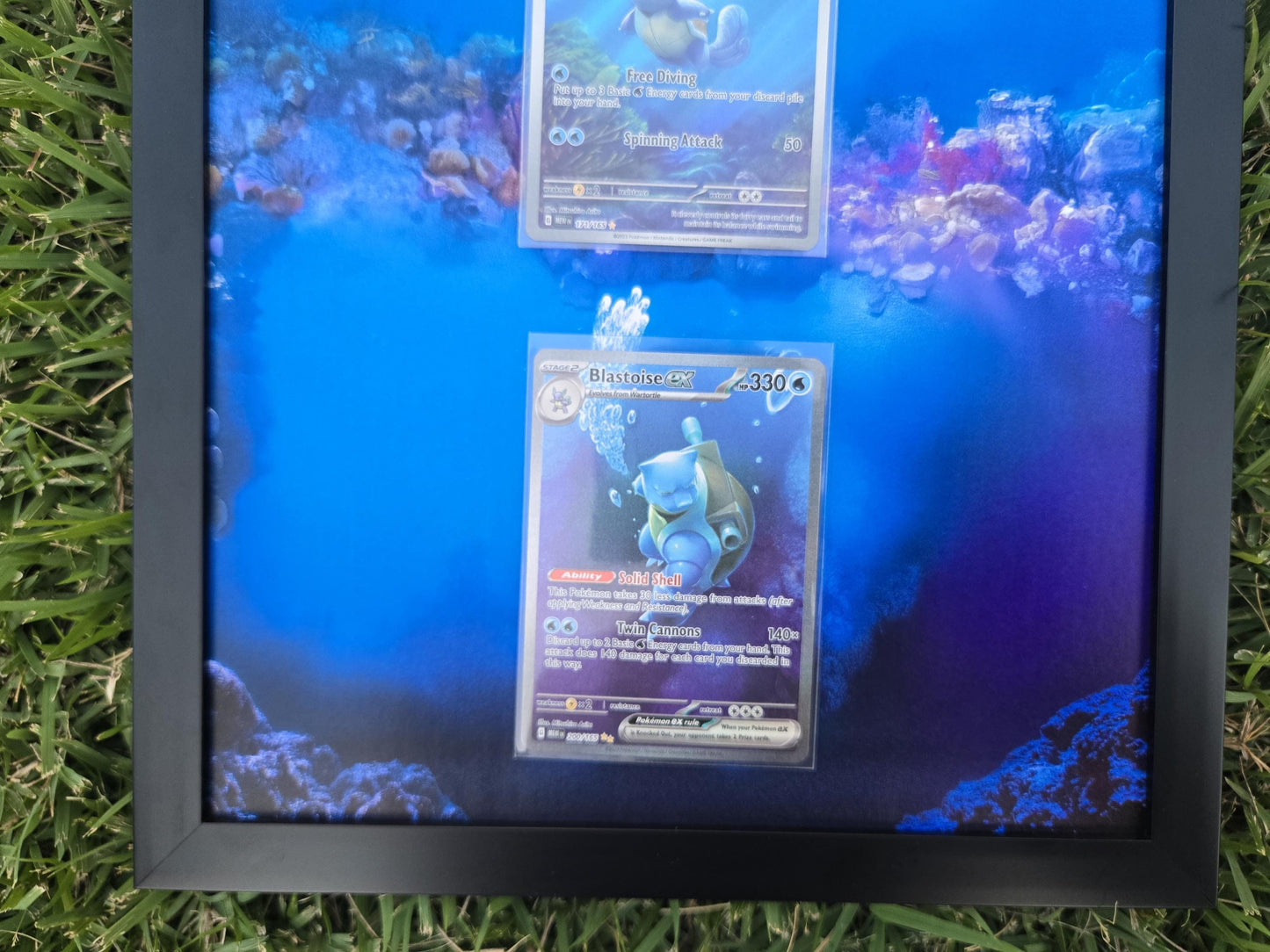 Pokemon 151 Squirtle Wartortle Blastoise 8.5 x 14" Display Frame Extended Art Frame