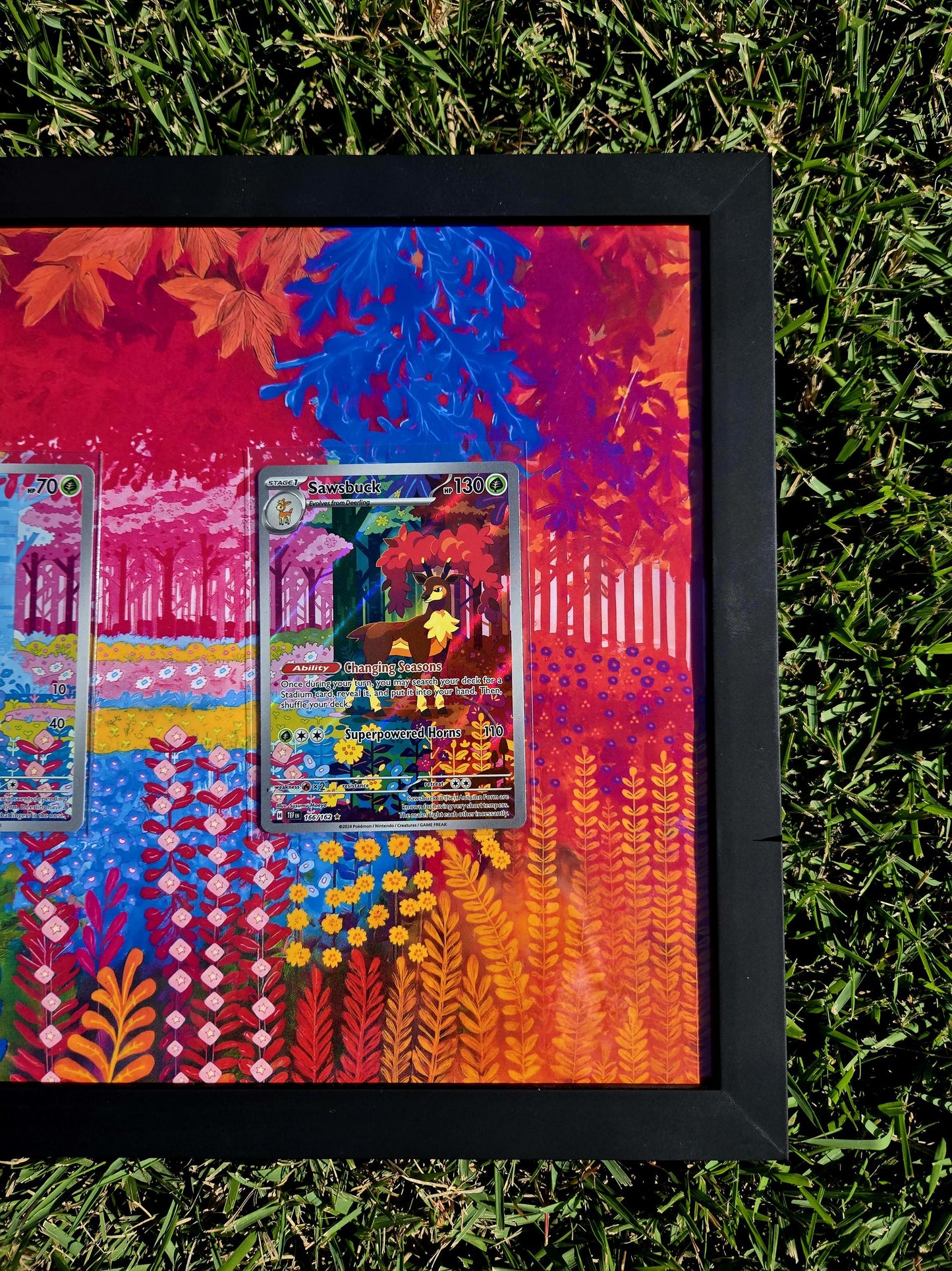 Pokemon Deerling 165/162 & Sawsbuck 166/162 Extended Art Custom 8.5 x 11" Display Frame Extended Artwork