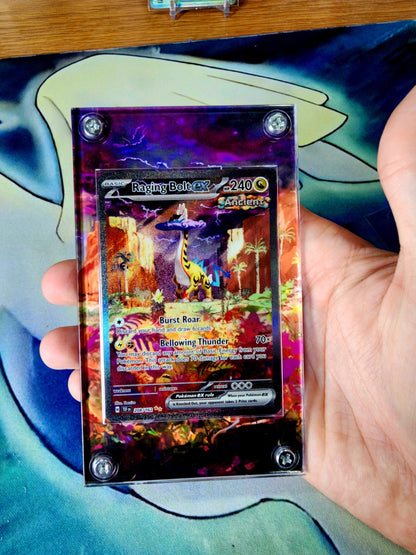 X3 Pokemon Walking Wake, Gouging Fire, Raging Bolt EX Custom Case Extended Artwork