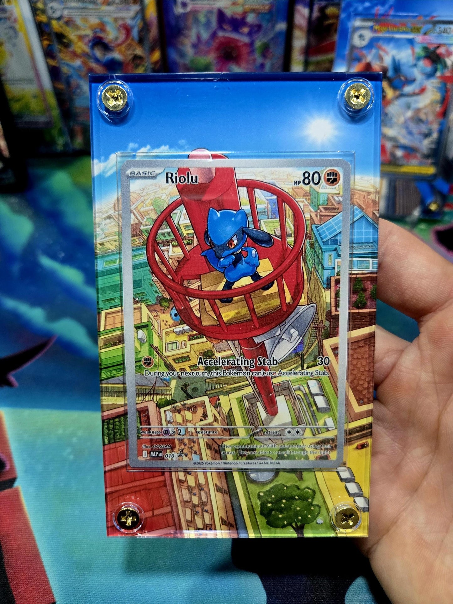 Pokemon Riolu 010 ETB Black Star Promo Mega Evolution Extended Art Custom Case
