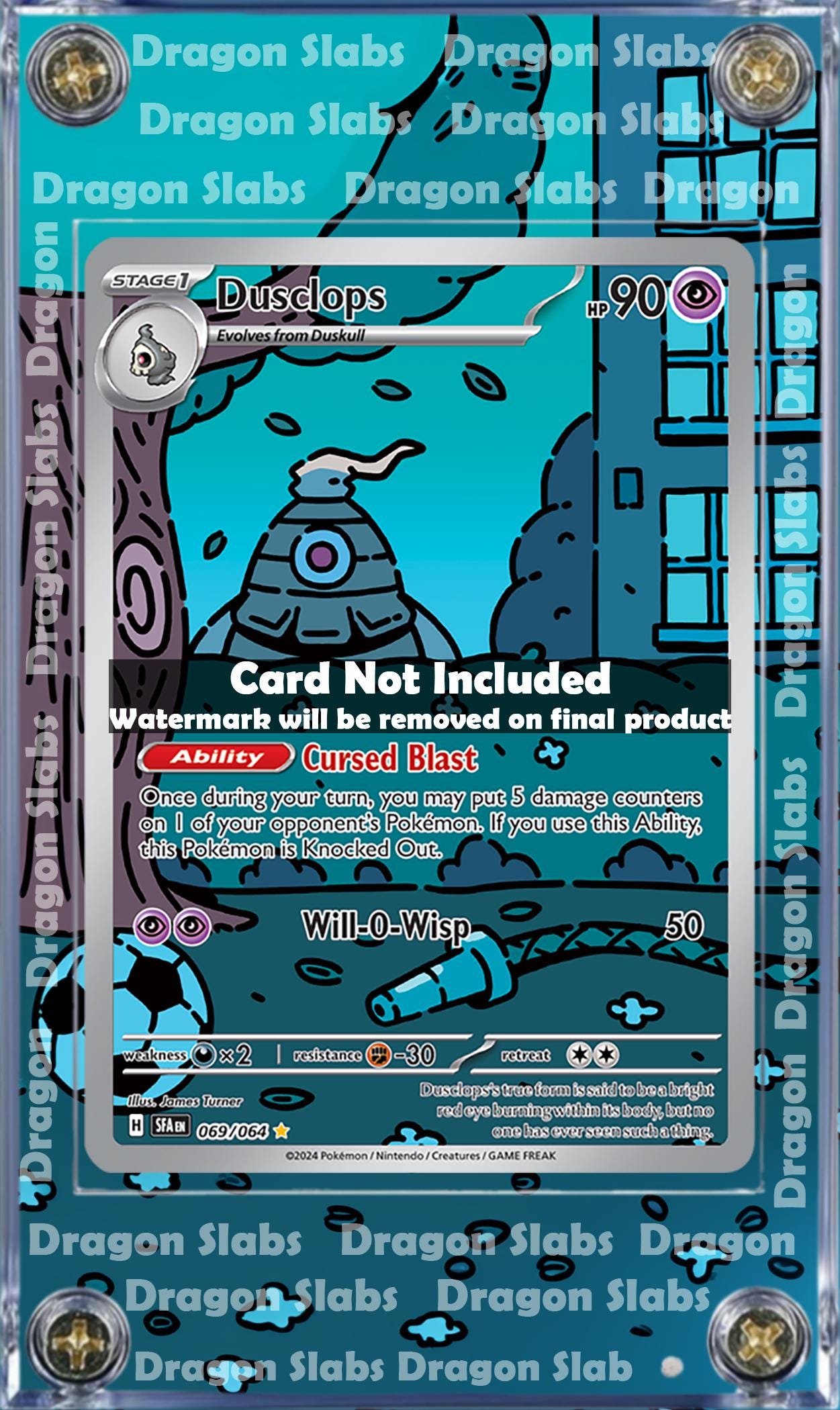X3 Pokemon Duskull Dusclops Dusknoir IR 068,069,070 Shrouded Fable Custom Cases Extended Artwork