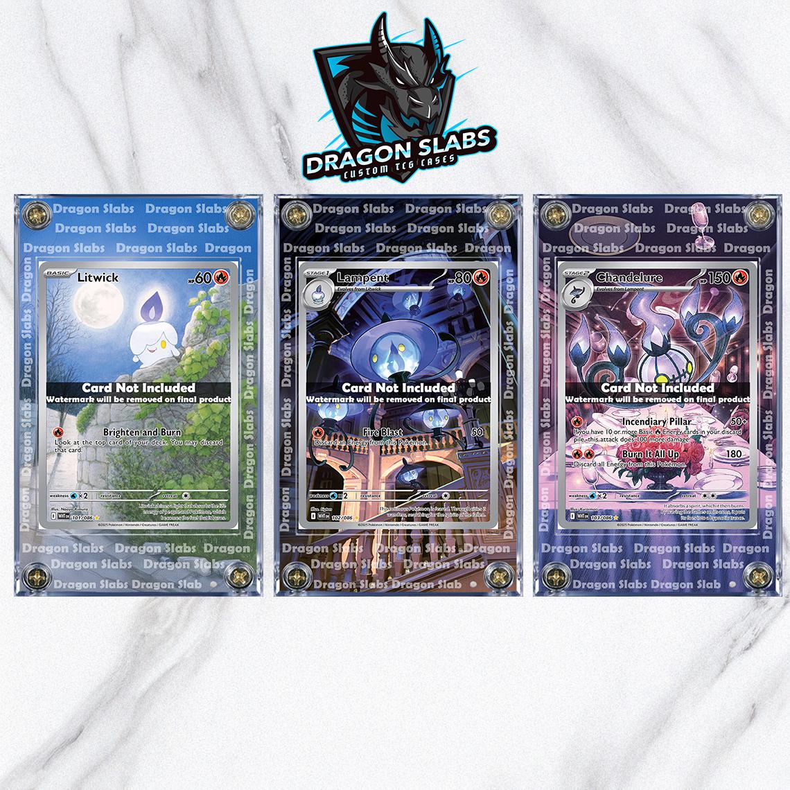 x3 Litwick Lampent Chandelure IR 101 102 103 set Black Bolt Extended Artwork Cases