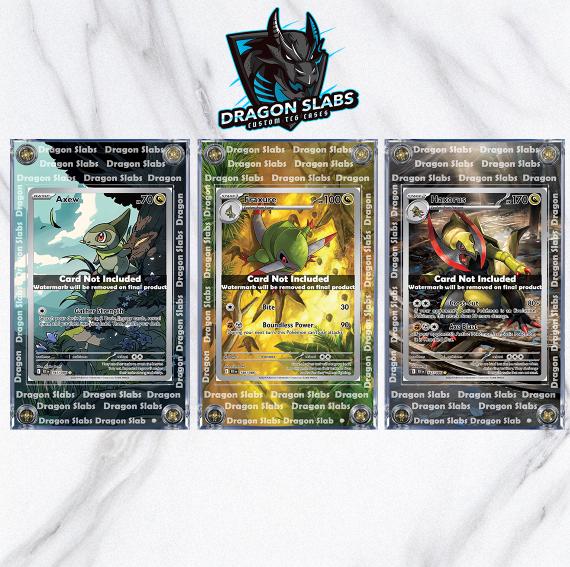 x3 Pokemon Axew Fraxure Haxorus IR 145 146 147 Black Bolt Extended Artwork Case