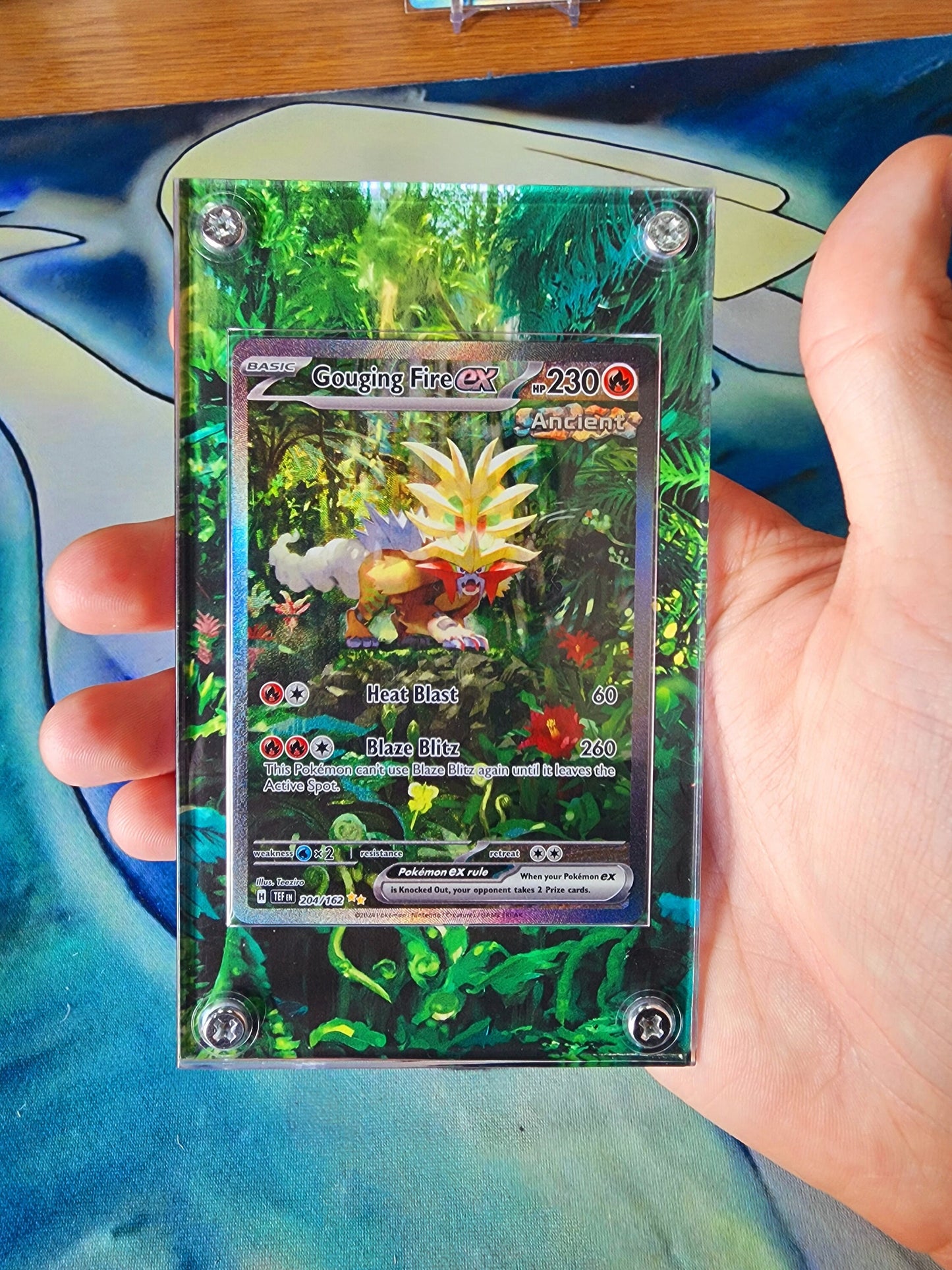 X3 Pokemon Walking Wake, Gouging Fire, Raging Bolt EX Custom Case Extended Artwork