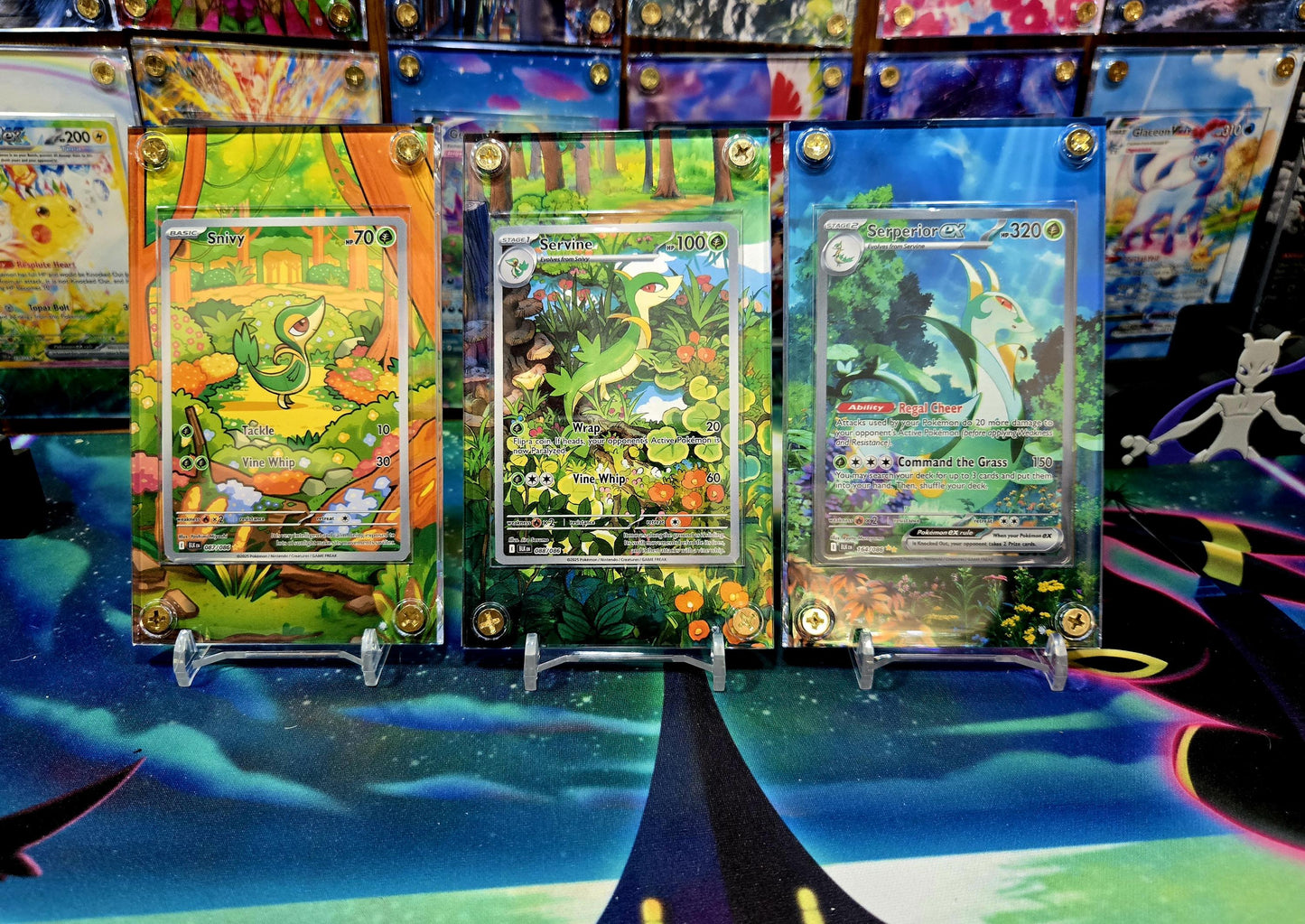 x3 Pokemon Snivy, Servine, Serperior EX SIR 167,087, 088 Black Bolt Extended Art Cases