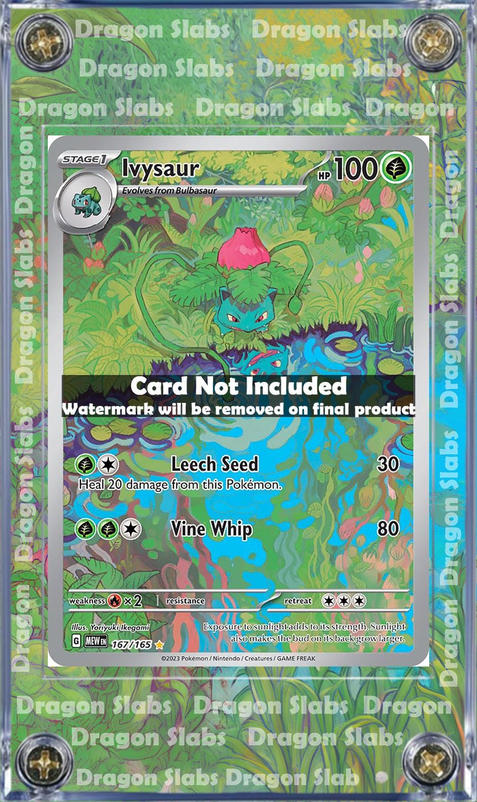 Pokemon 151 Ivysaur IR 167 Custom Display Case Extended Artwork