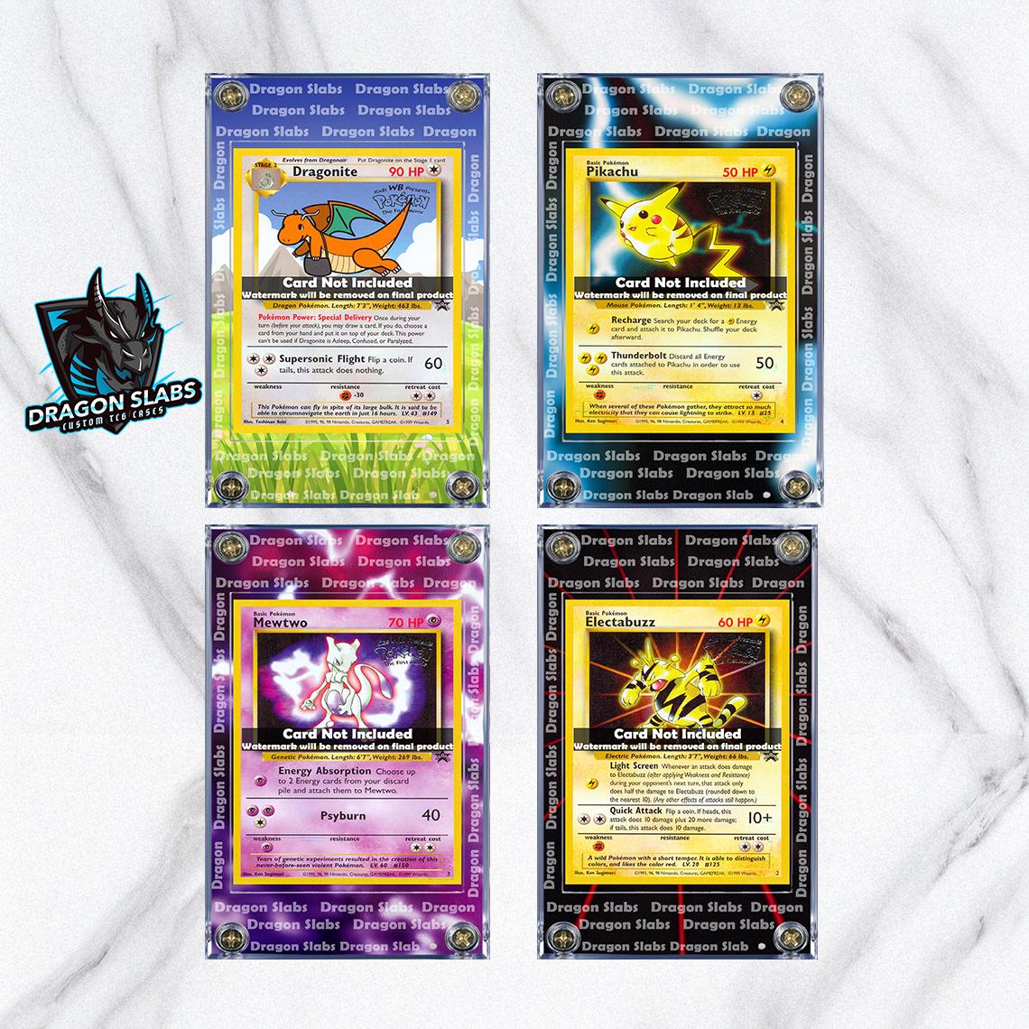 x4 Pokemon Pikachu Dragonite Mewtwo Electabuzz Black Star Movie Promo Extended Art Custom Cases