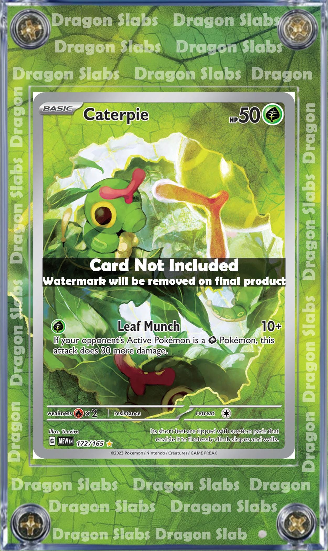 Pokemon 151 Caterpie 172/165 Custom Display Extended Artwork Case