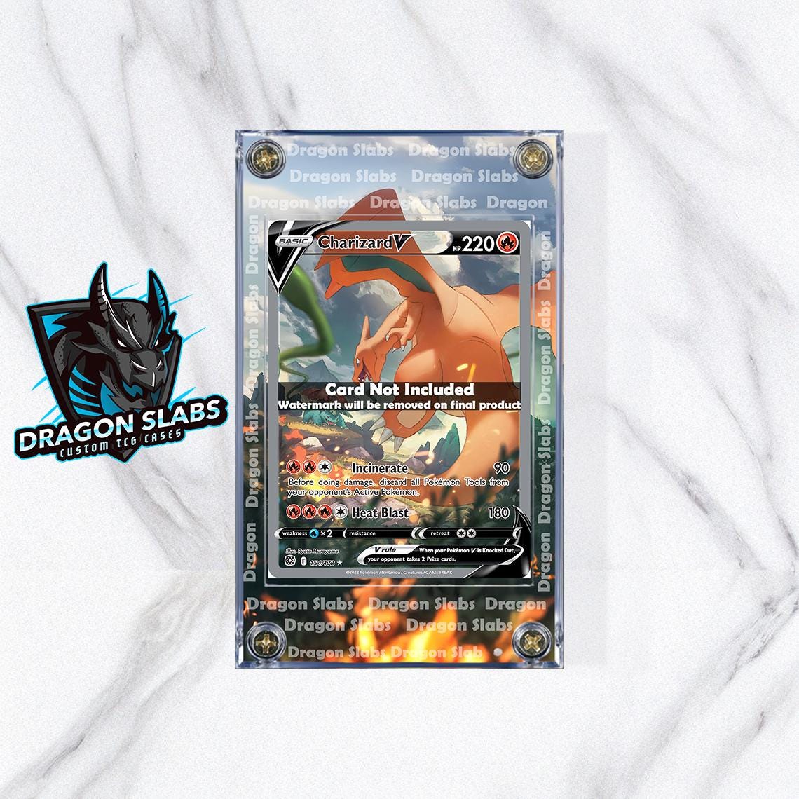 Pokemon Charizard V Alt Art 154/172 Brilliant Stars Custom Display Case Extended Artwork