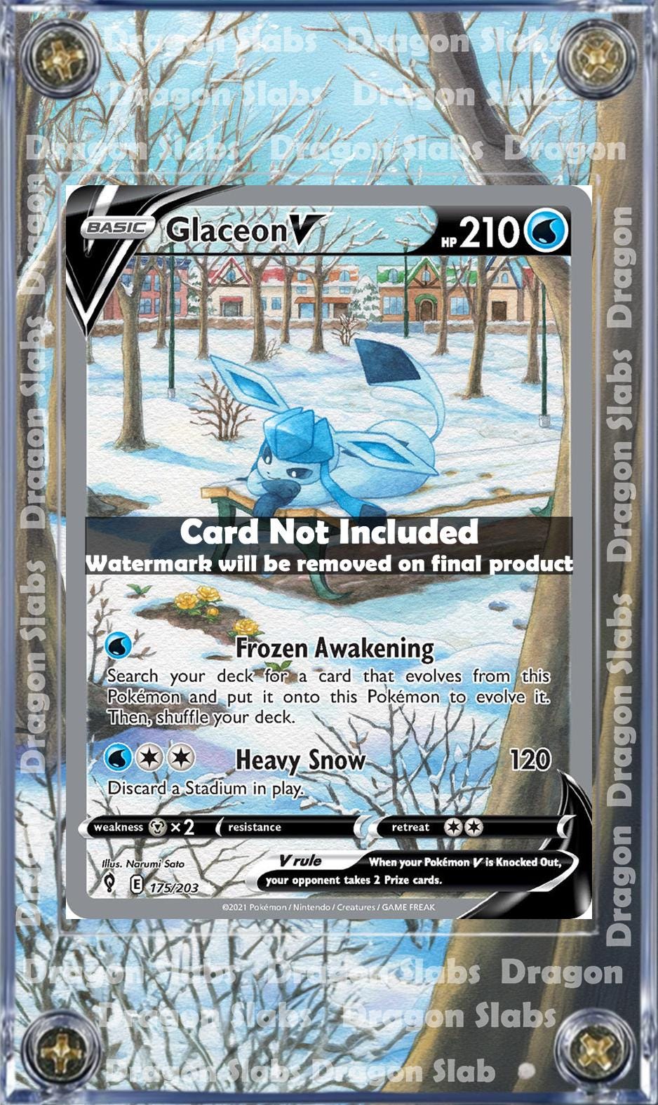 Pokemon Glaceon V Alt Art 175/203 Evolving Skies Extended Artwork Case