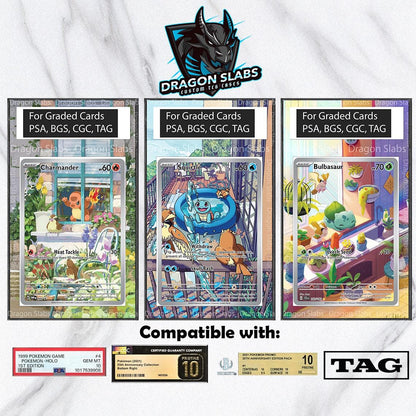 x3 Squirtle, Charmander, Bublasaur PSA bgs CGC tag Extended Artwork Pokemon Stellar Crown & Obsidian Flames