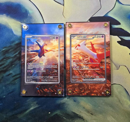 x2 Pokemon Latias EX 239/191 & Latios 203 Custom Display Case from Surging Sparks Extended Artwork
