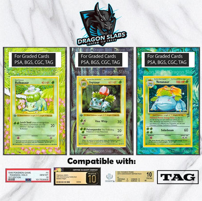 x3 Pokemon Bulbasaur Ivysaur Venusaur Base Set PSA bgs CGC tag Extended Artwork