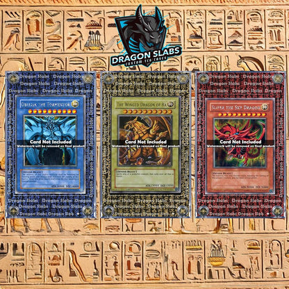 X3 Yugioh Prismatic Hyrogliphics Egyptian Gods Case Slabs - Winged Dragon of Ra, Slifer The Sky Dragon, Obelisk The Tormentor