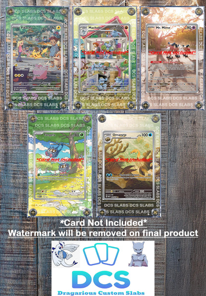 x5 Pokemon 151 IR Custom Display Cases - Pikachu Machoke Mr Mime Omanyte Tangela