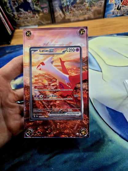 x2 Pokemon Latias EX 239/191 & Latios 203 Custom Display Case from Surging Sparks Extended Artwork
