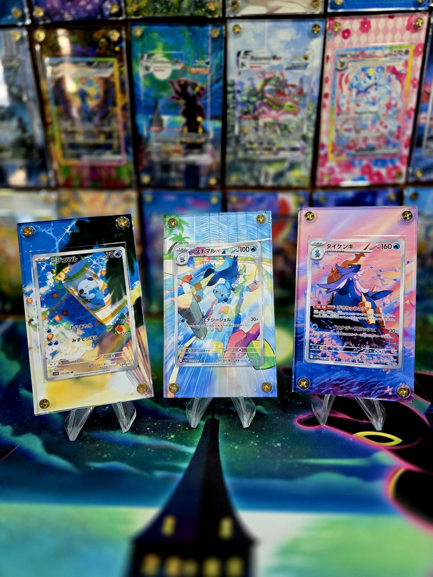 x3 Pokemon Oshawott Dewott Samurott AR 102 103 104 White Flare Extended Art Cases