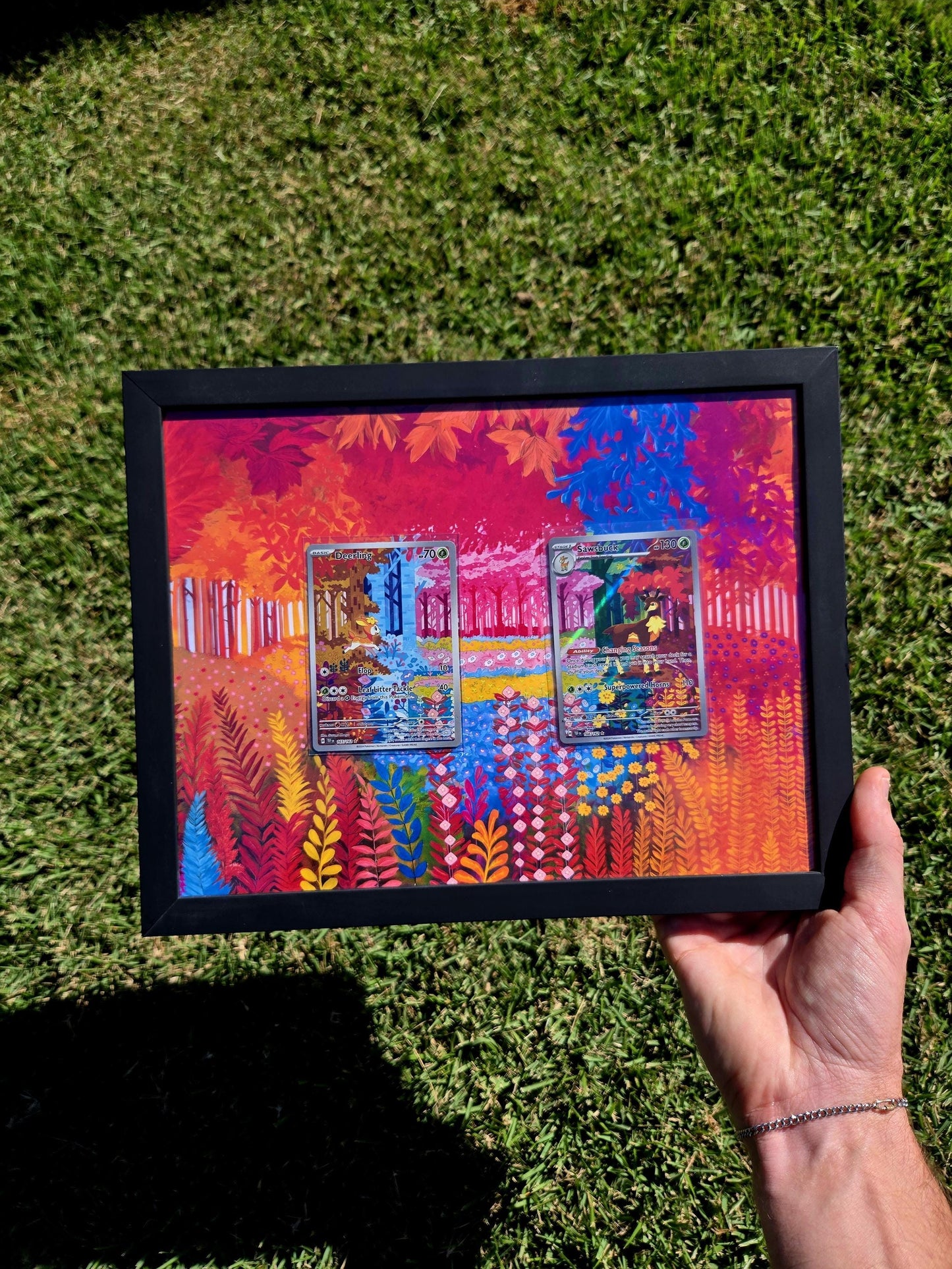 Pokemon Deerling 165/162 & Sawsbuck 166/162 Extended Art Custom 8.5 x 11" Display Frame Extended Artwork