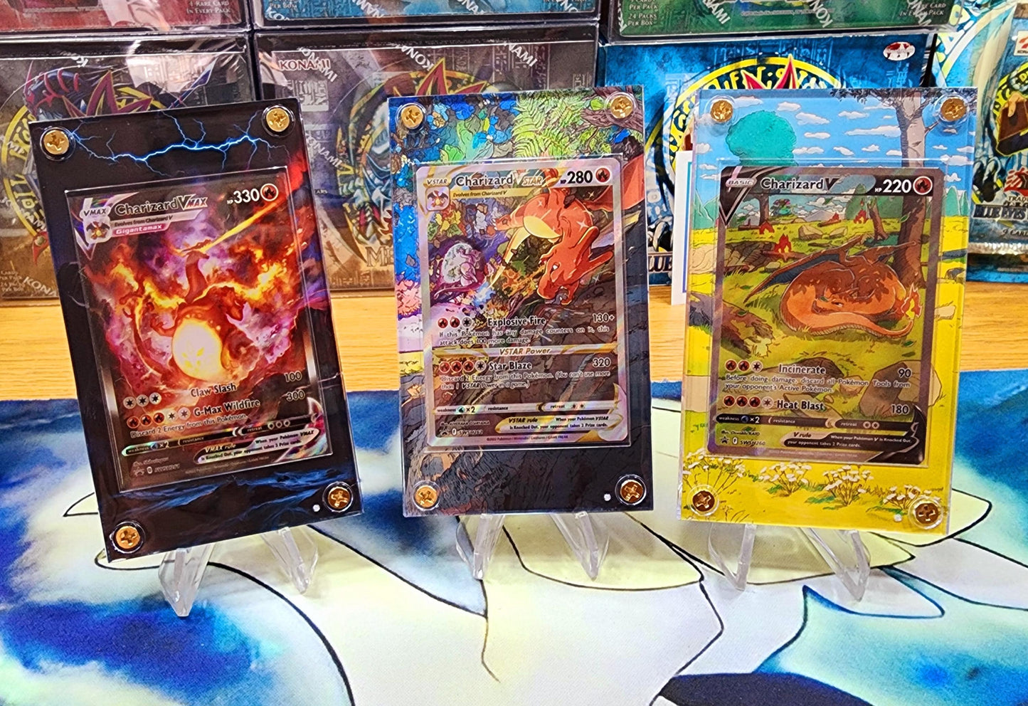 X3 Pokemon Charizard V Vstar Vmax SWSH260 261 262 Promo Custom Display Cases Extended Artwork