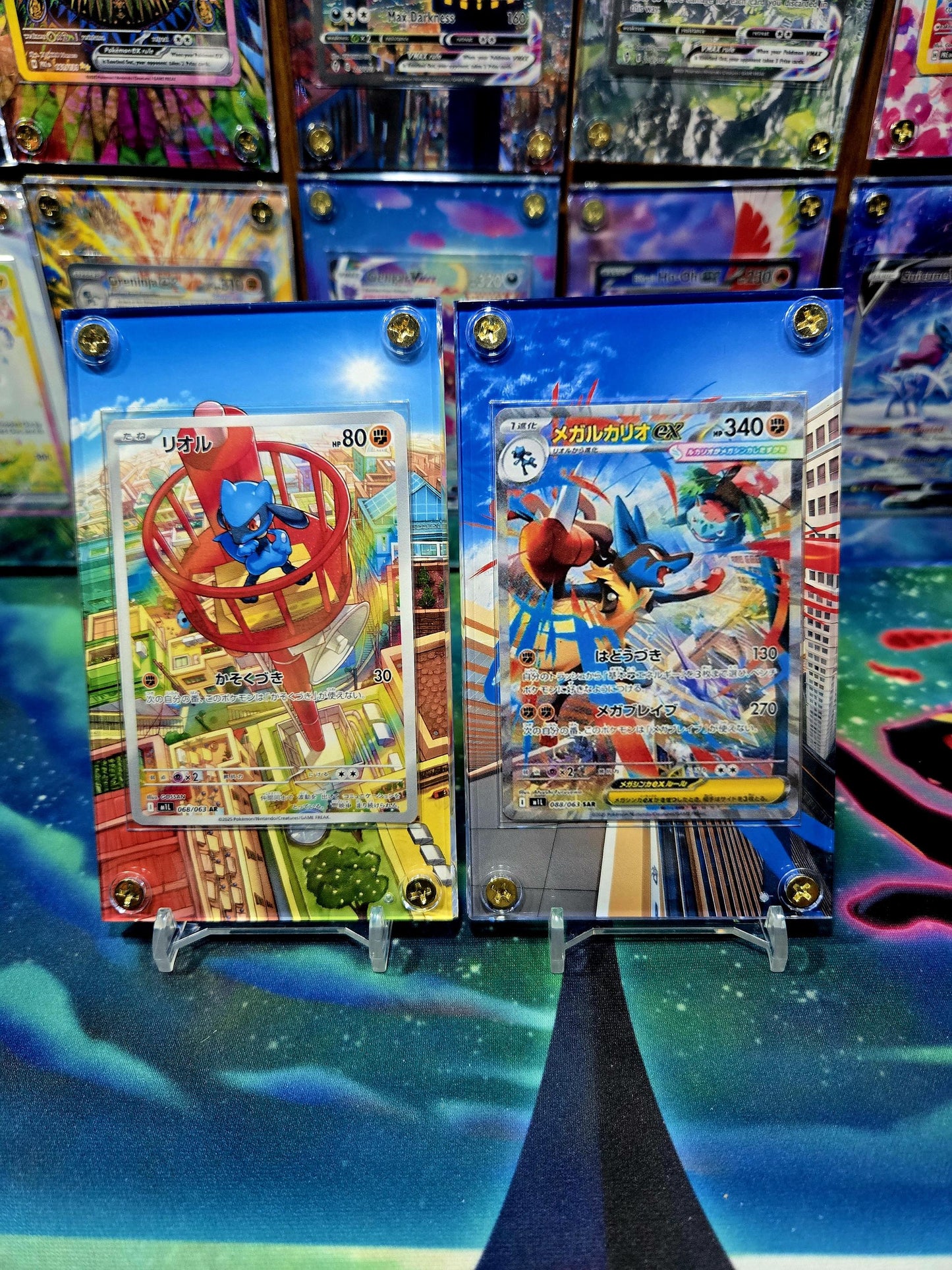 x2 Pokemon Mega Lucario SAR Riolu AR 068 088/063 M1L Mega Brave Extended Art Custom Case