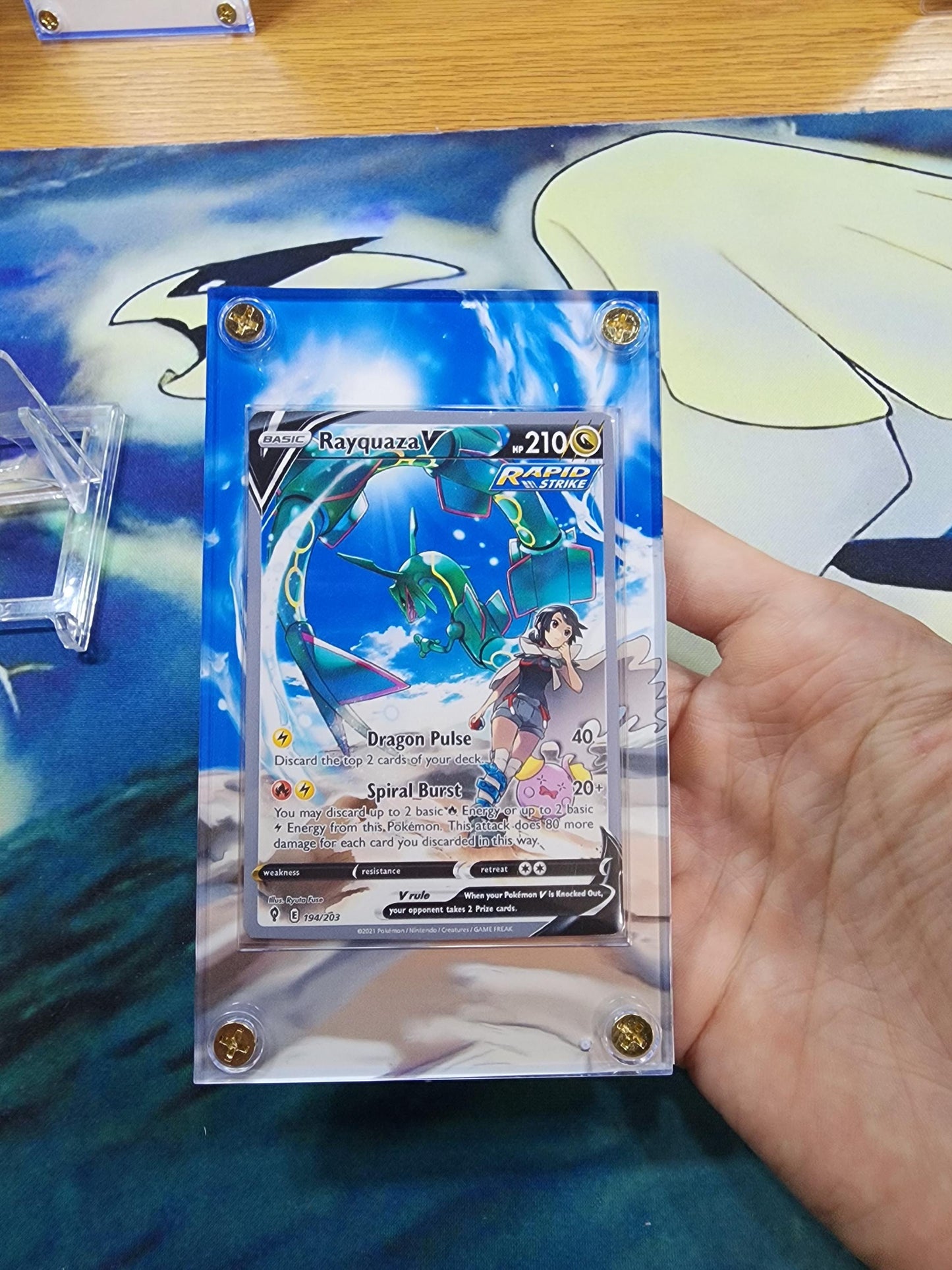 x2 Pokemon Rayquaza Vmax VM Alt Art 194 Evolving Skies Extended Artwork Case