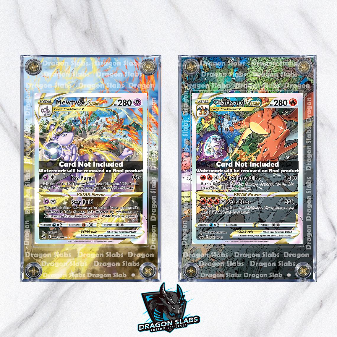Pokemon Mewtwo Vstar GG40 & Charizard SWSH262 Crown Zenith Custom Display Cases Extended Artwork