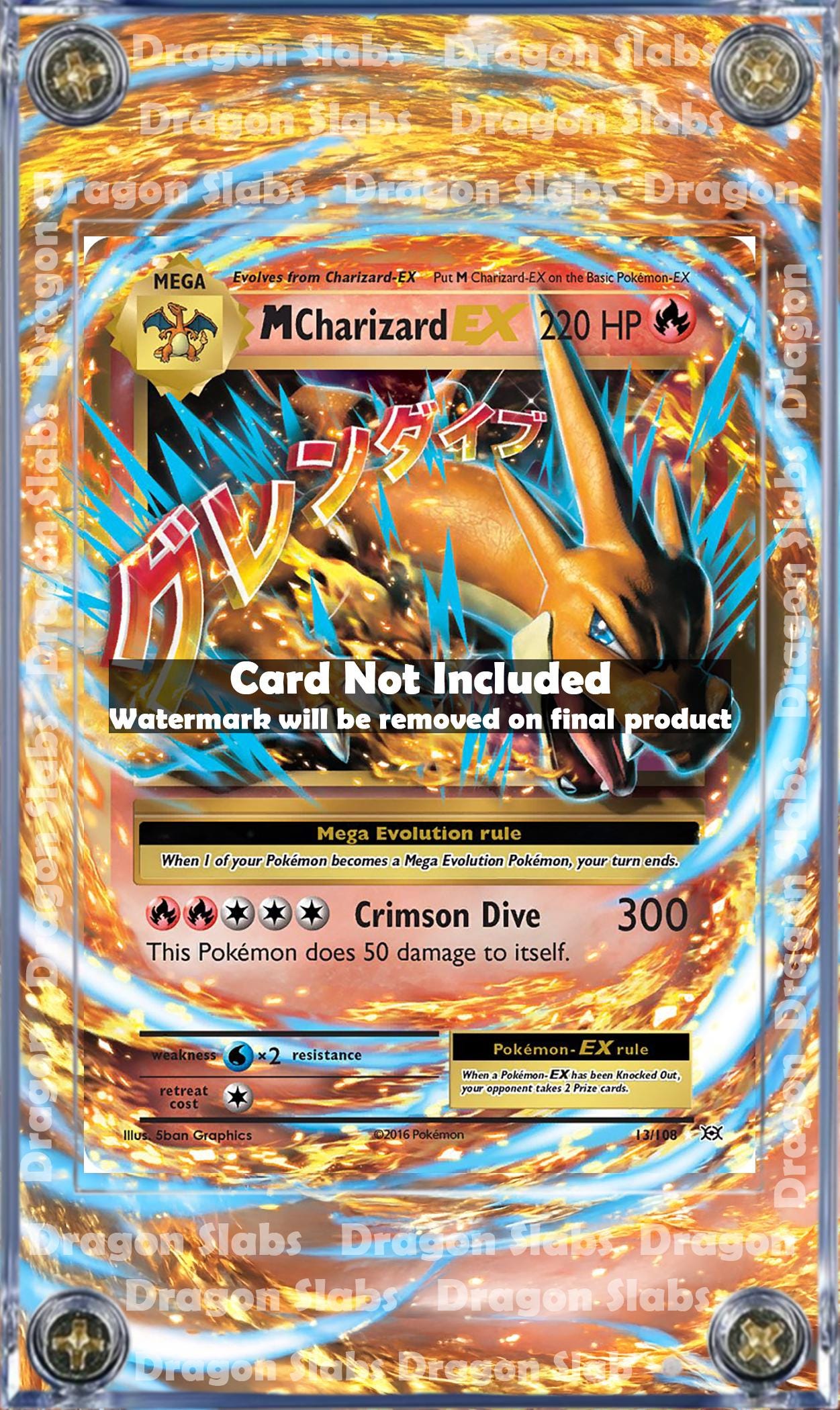 Pokemon M Charizard Ex Evolutions 13/108 Custom Case Extended Artwork
