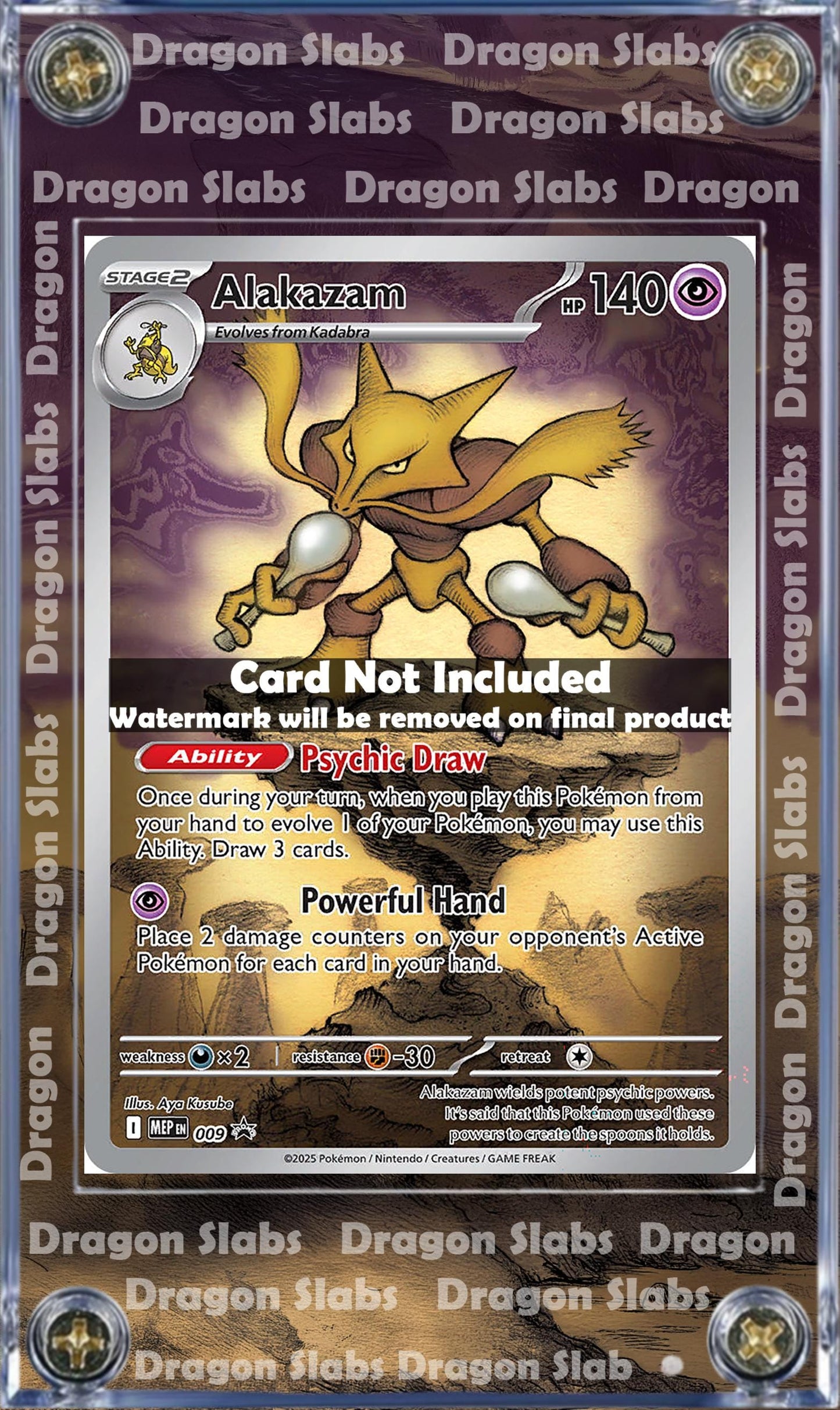 Pokemon Alakazam 009 Promo Mega Evolution Extended Art Custom Case