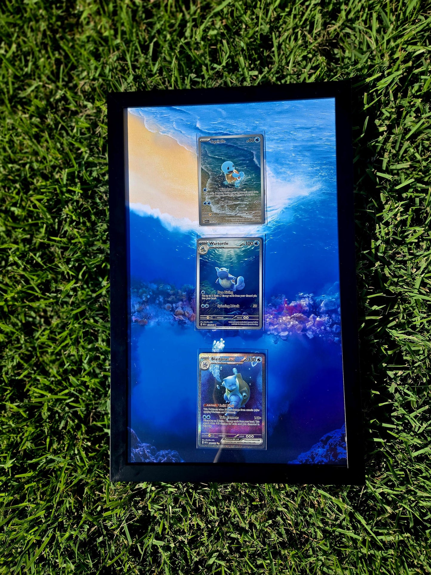 Pokemon 151 Squirtle Wartortle Blastoise 8.5 x 14" Display Frame Extended Art Frame