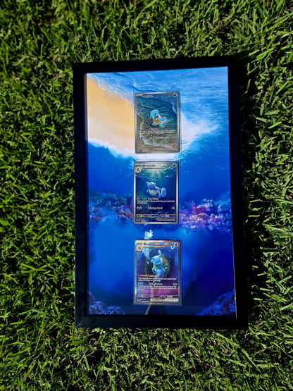 Pokemon 151 Squirtle Wartortle Blastoise 8.5 x 14" Display Frame Extended Art Frame