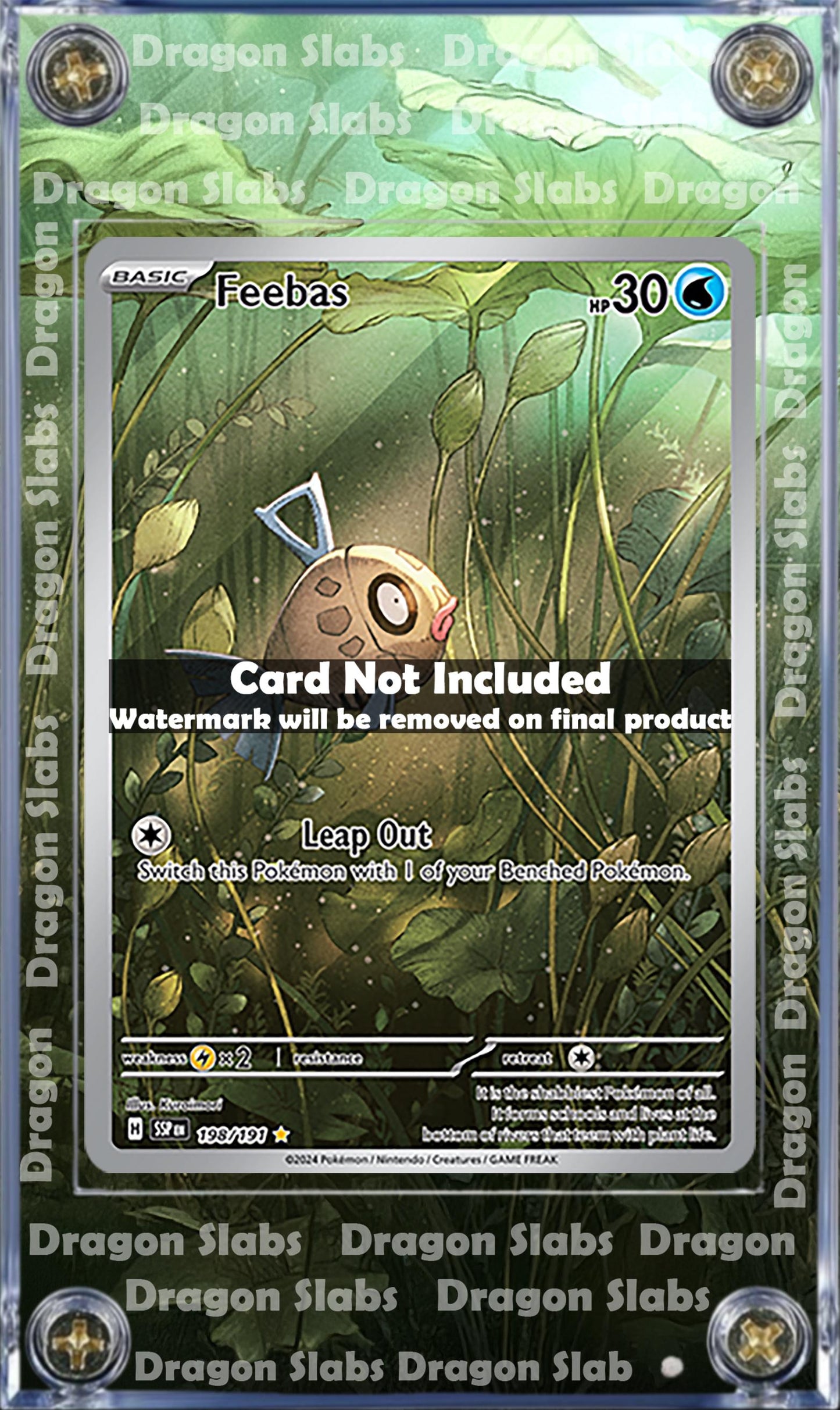 Pokemon Feebas 198/191 IR Custom Display Case from Surging Sparks Extended Artwork