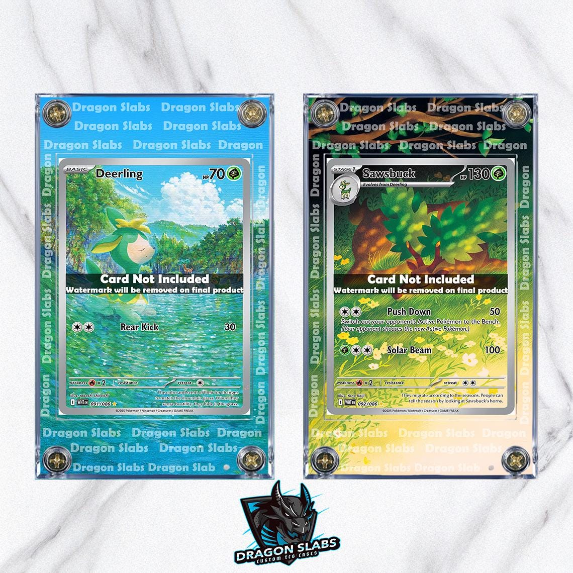 x2 Pokemon Deerling & Sawsbuck 091 092 IR White Flare Extended Art Cases