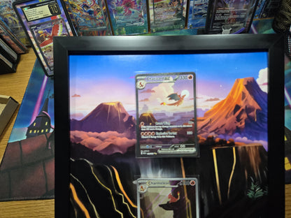 Pokemon 151 Charizard EX Charmeleon Charmander 8.5 x 14" Display Frame Extended Artwork