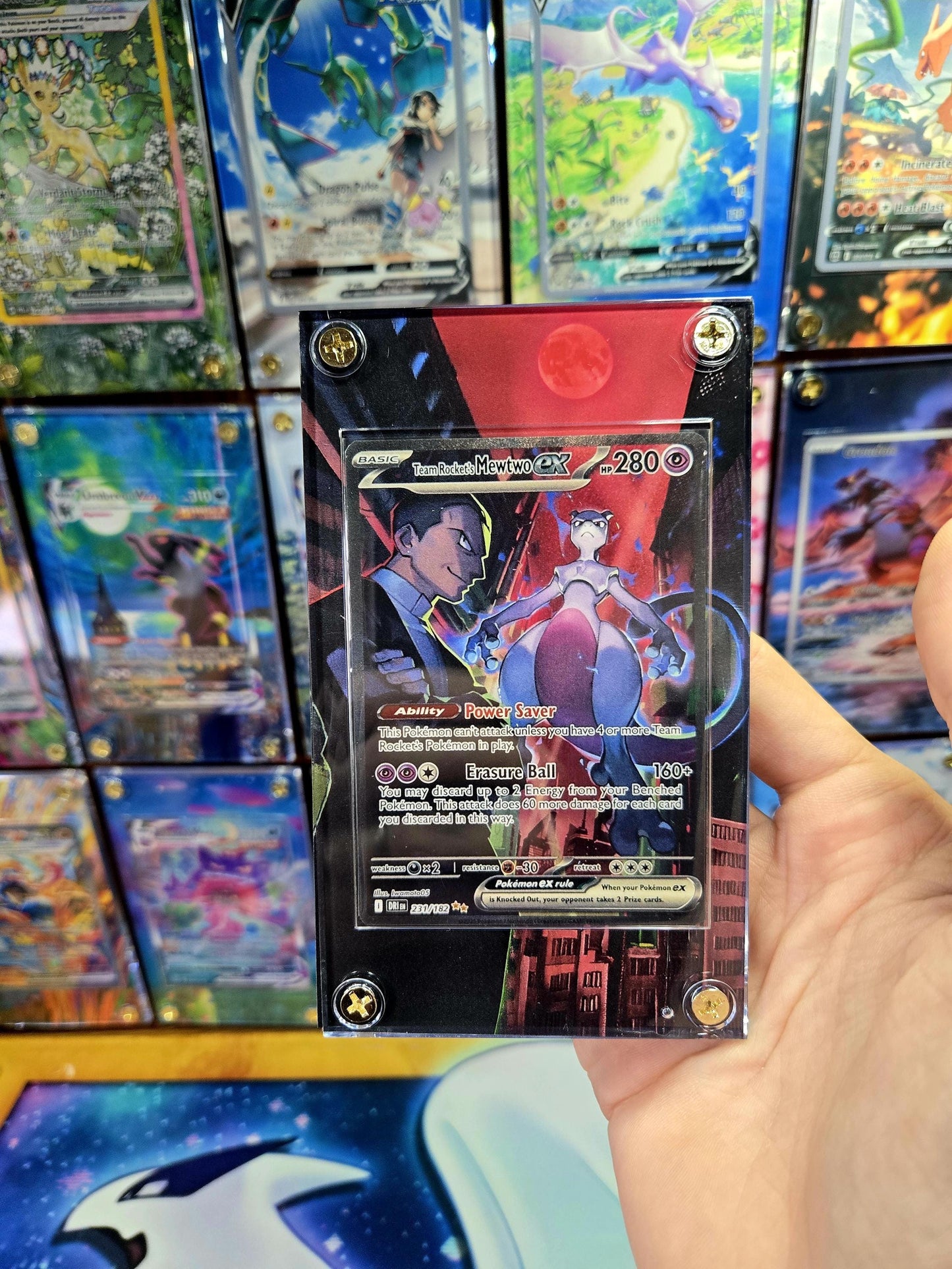 Pokemon Team Rocket's Mewtwo ex SIR 231/182 Destined Rival Extended Art Case