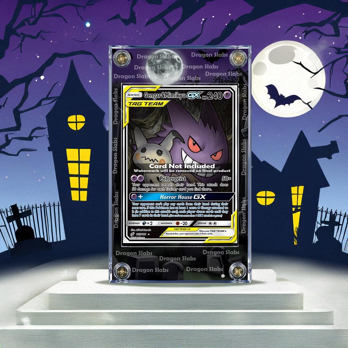 Pokemon Gengar And Mimikyu GX Tag Team Sun And Moon 165/181 Extended Artwork Case