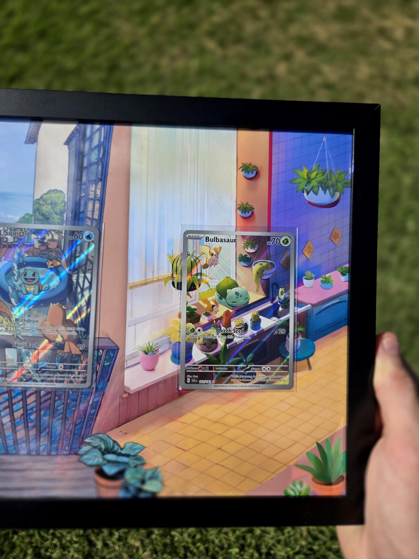 Pokemon Charmander Bulbasaur & Squirtle Stellar Crown Obsidian Flames 8.5 x 14" Display Frame Extended Artwork