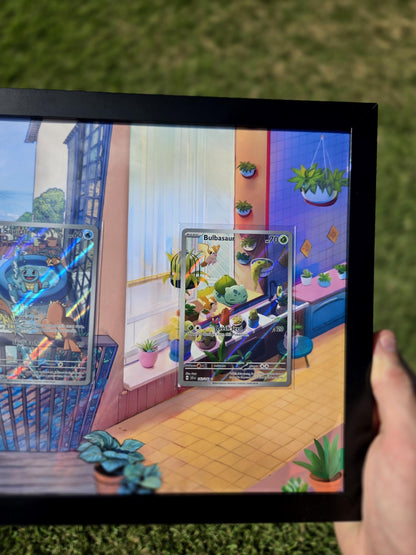 Pokemon Charmander Bulbasaur & Squirtle Stellar Crown Obsidian Flames 8.5 x 14" Display Frame Extended Artwork