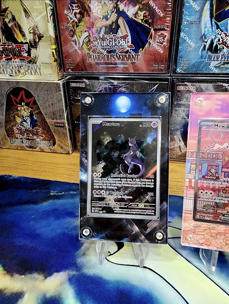 x2 Pokemon Mewtwo & Mew 151 Promo 052 and 053 Custom Display Cases Extended Artwork