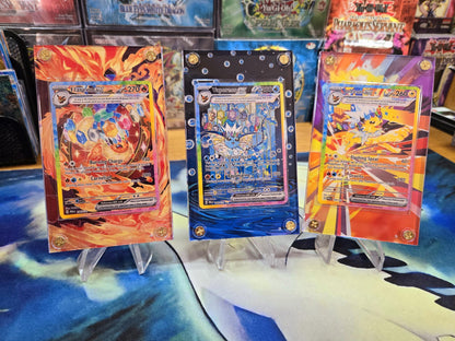 x3 Pokemon Card Jolteon, Vaporeon, Flareon EX SIR 146,149,153 Prismatic Evolutions Extended Artwork Cases
