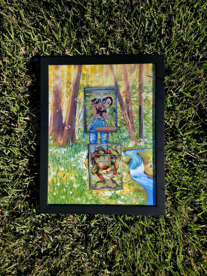 Pokemon Perrin 220 & Growlithe 181 Twilight Masquerade Extended Art 8.5 x 11 Frame