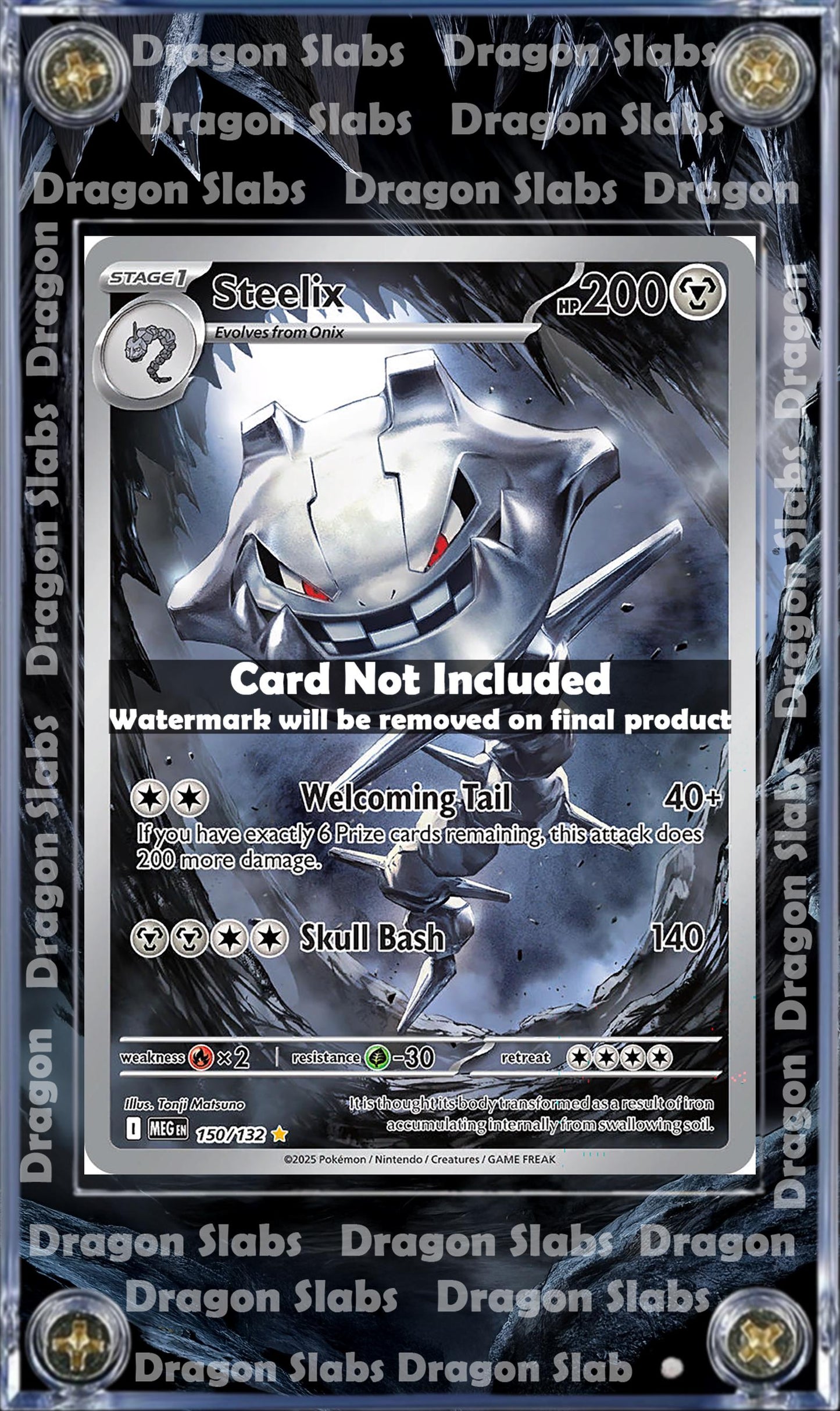 Pokemon Steelix 150/132 IR Mega Evolution Extended Art Custom Case