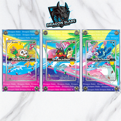 x3 Pokemon Rowlet Litten Popplio First Partner Promos 043 044 045 Extended Artwork Cases